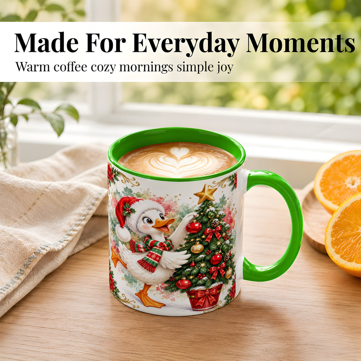 #pl[11oz|Green] Christmas Goose Coffee Mug, Tree Decorating Mug, Ceramic Cup