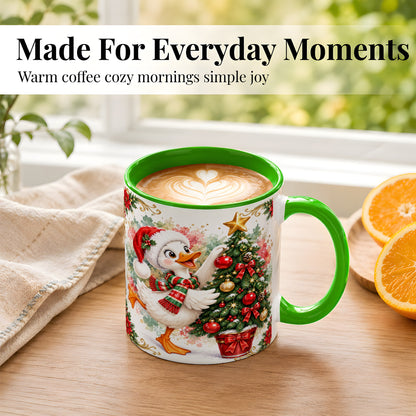#pl[11oz|Green] Christmas Goose Coffee Mug, Tree Decorating Mug, Ceramic Cup