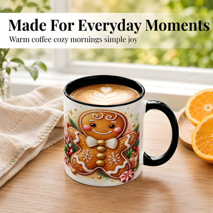 #pl[11oz|Black] Gingerbread Man Coffee Mug, Christmas Cookie Mug, Ceramic Cup