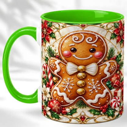 #pl[11oz|Green] Gingerbread Man Coffee Mug, Festive Cookie Mug, Ceramic Cup