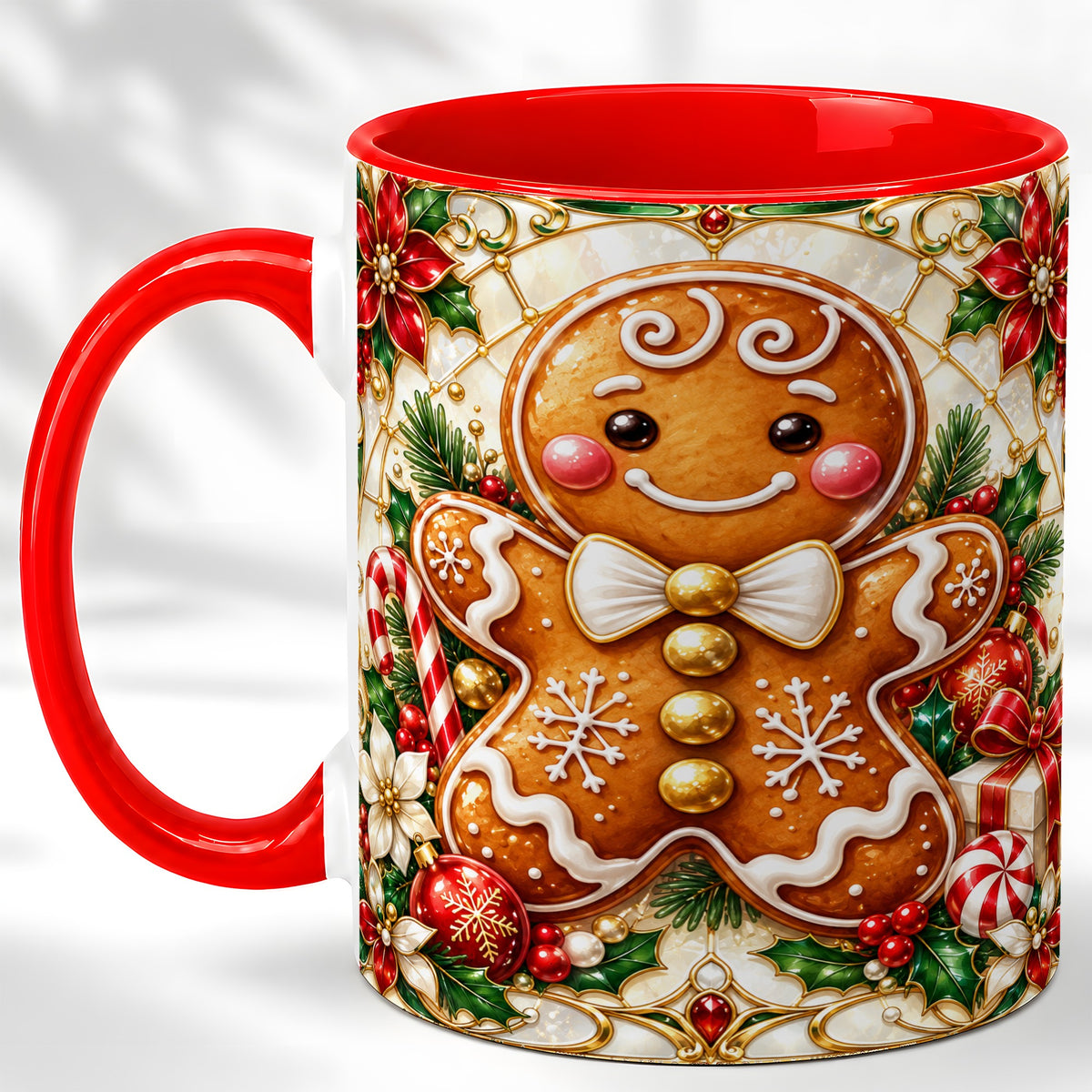 Gingerbread Man Coffee Mug, Festive Cookie Mug, Ceramic Cup