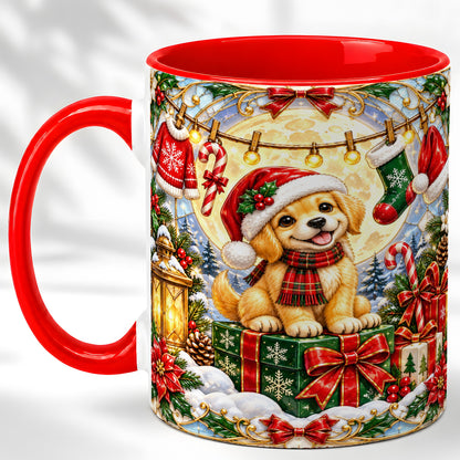 Christmas Golden Retriever Coffee Mug, Festive Puppy Mug, Ceramic Cup