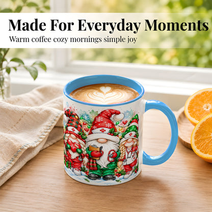 #pl[11oz|Blue] Christmas Nurse Gnomes Coffee Mug, Watercolor Healthcare Mug, Ceramic Cup
