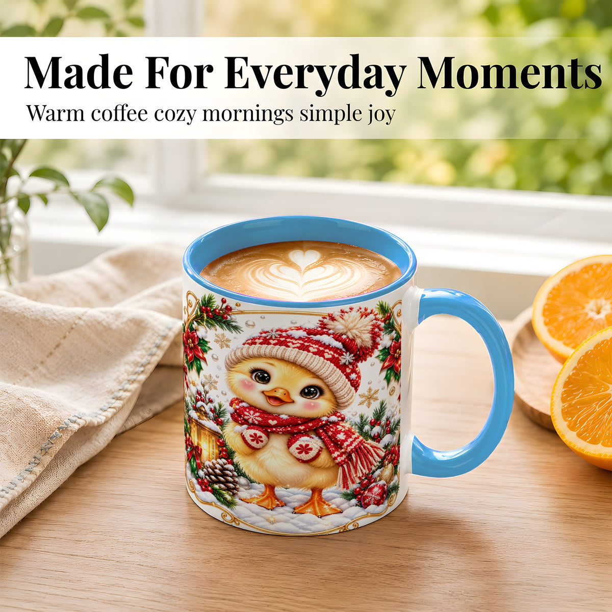 #pl[11oz|Blue] Christmas Chick Coffee Mug, Cute Baby Chicken Mug, Ceramic Cup
