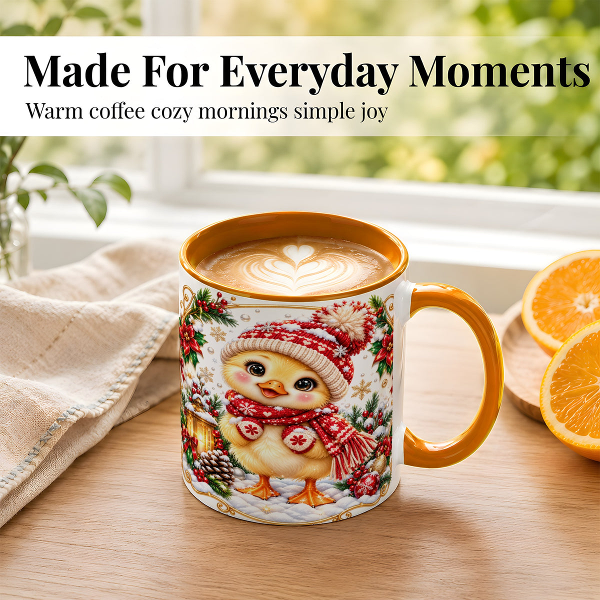 #pl[11oz|Orange] Christmas Chick Coffee Mug, Cute Baby Chicken Mug, Ceramic Cup