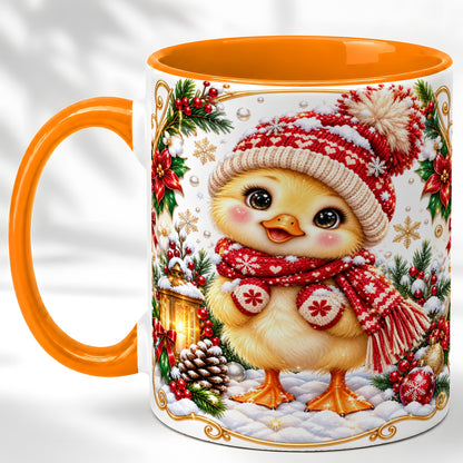 #pl[11oz|Orange] Christmas Chick Coffee Mug, Cute Baby Chicken Mug, Ceramic Cup