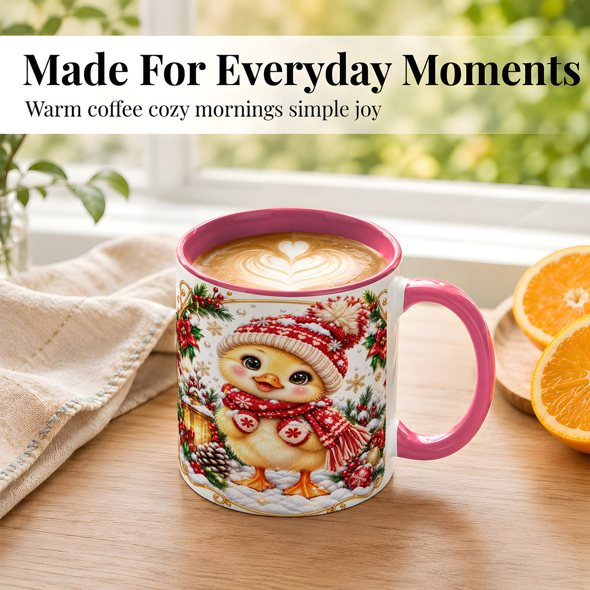 #pl[11oz|Pink] Christmas Chick Coffee Mug, Cute Baby Chicken Mug, Ceramic Cup