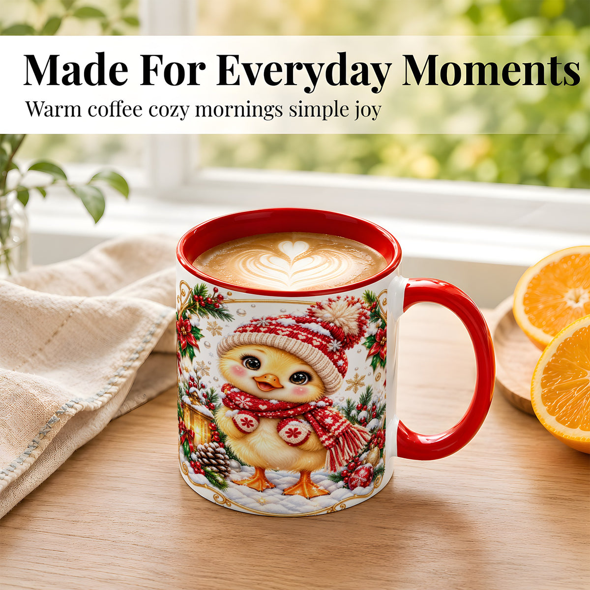 #pl[11oz|Red] Christmas Chick Coffee Mug, Cute Baby Chicken Mug, Ceramic Cup