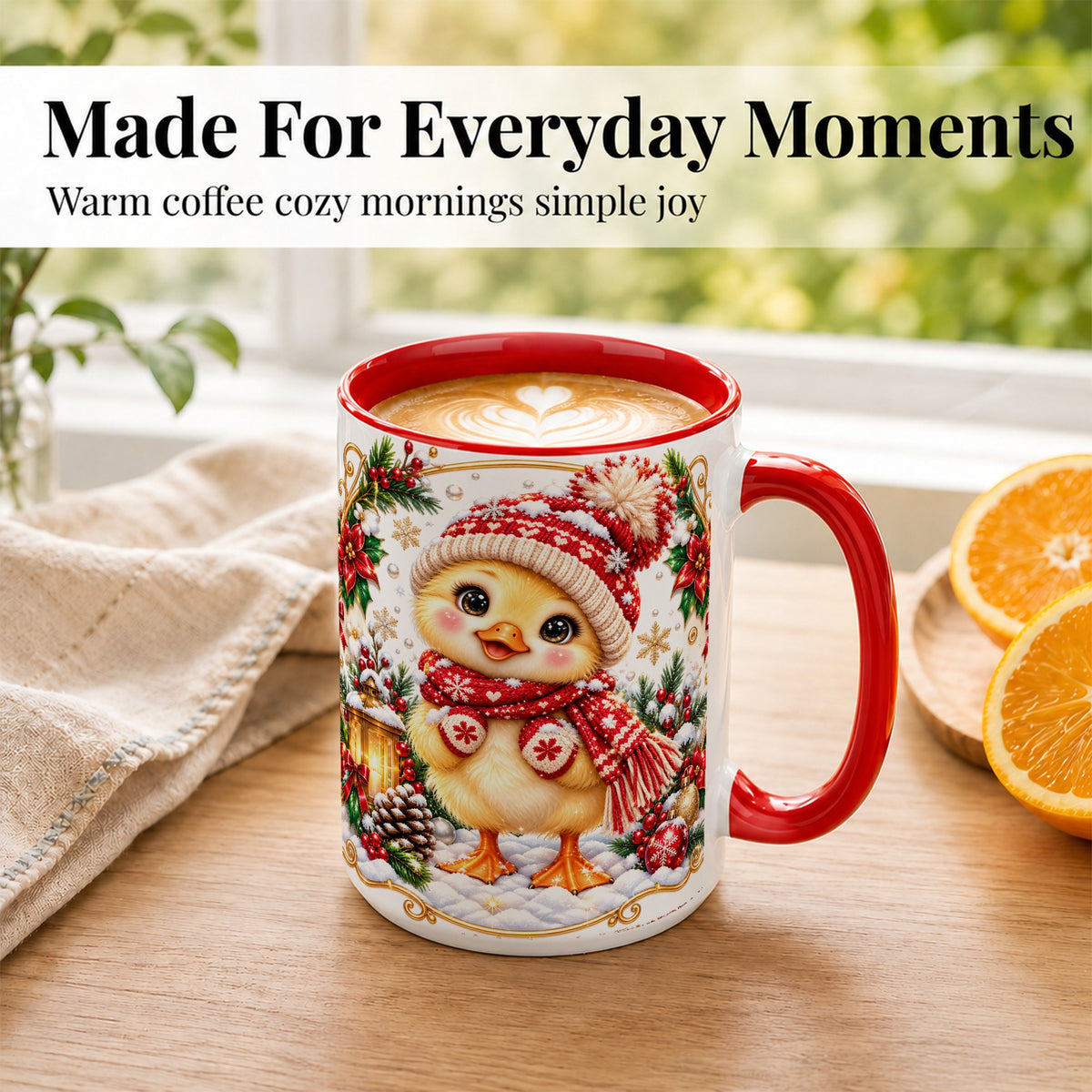 #pl[15oz|Red] Christmas Chick Coffee Mug, Cute Baby Chicken Mug, Ceramic Cup