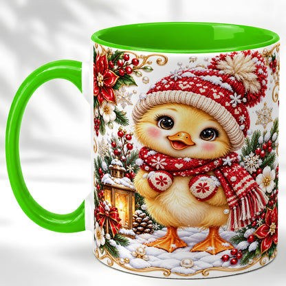 #pl[11oz|Green] Baby Chick Coffee Mug, Christmas Chicken Mug, Ceramic Cup