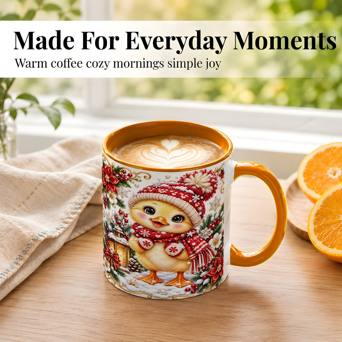 #pl[11oz|Orange] Baby Chick Coffee Mug, Christmas Chicken Mug, Ceramic Cup