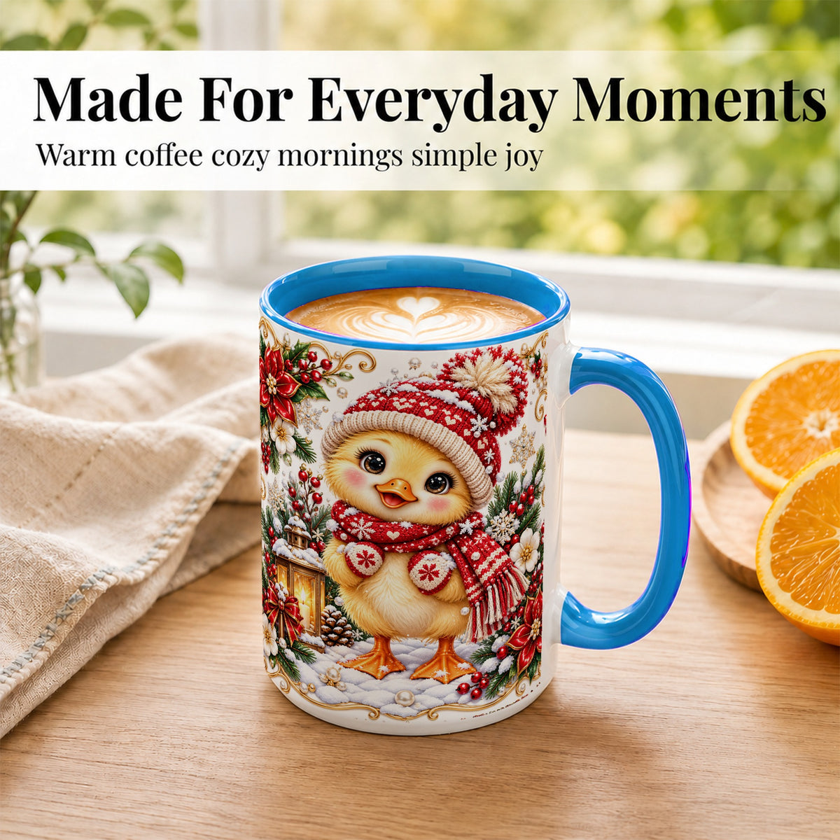 #pl[15oz|Blue] Baby Chick Coffee Mug, Christmas Chicken Mug, Ceramic Cup