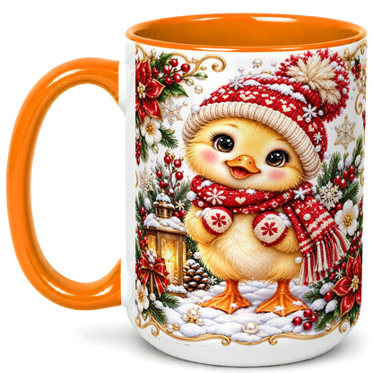 #pl[15oz|Orange] Baby Chick Coffee Mug, Christmas Chicken Mug, Ceramic Cup