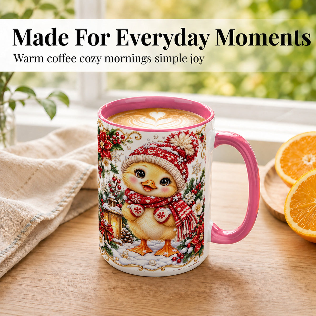 #pl[15oz|Pink] Baby Chick Coffee Mug, Christmas Chicken Mug, Ceramic Cup