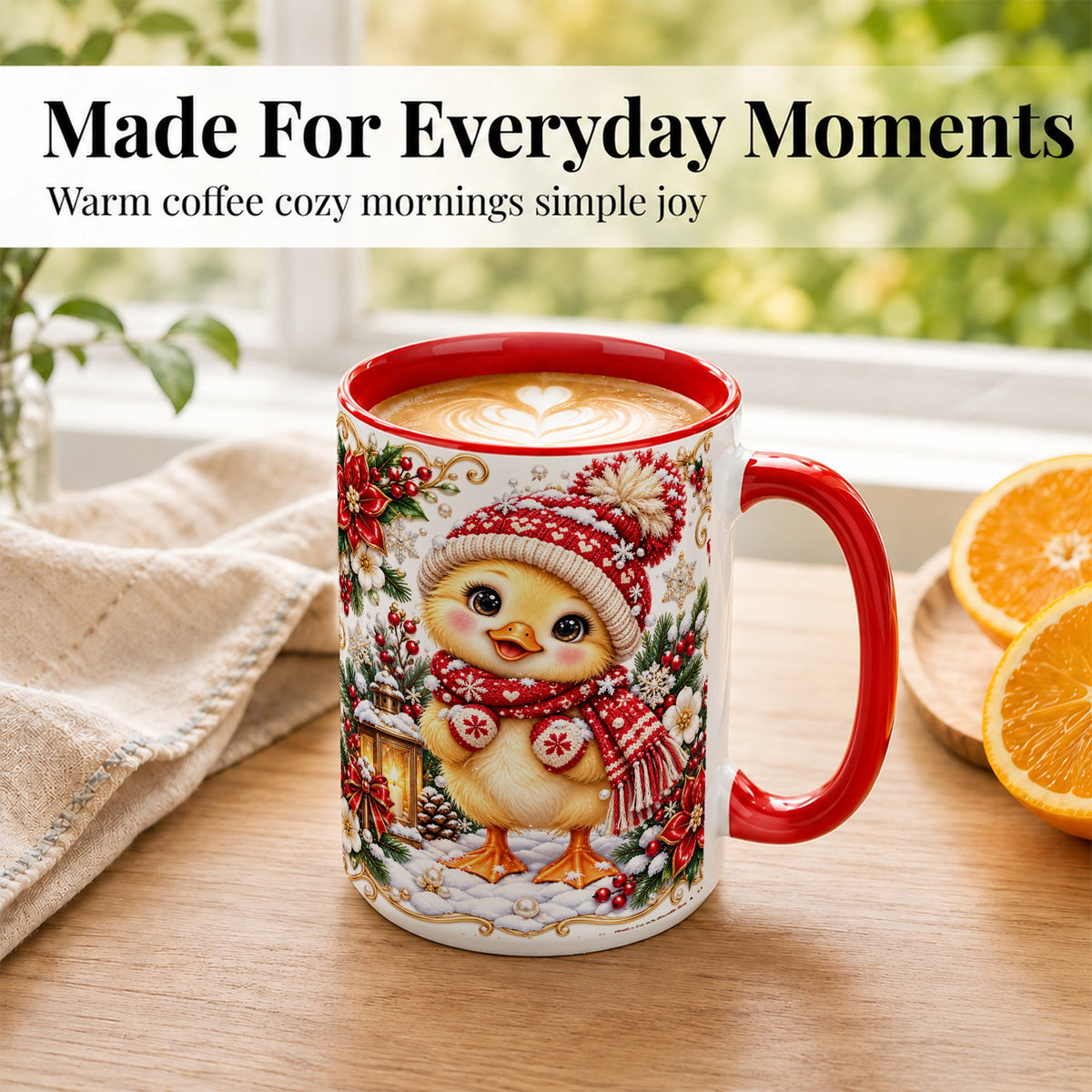 #pl[15oz|Red] Baby Chick Coffee Mug, Christmas Chicken Mug, Ceramic Cup