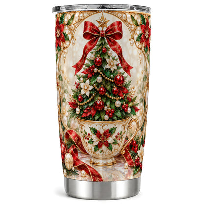 Christmas Tree Tumbler 20oz, Holiday Stainless Steel Travel Cup