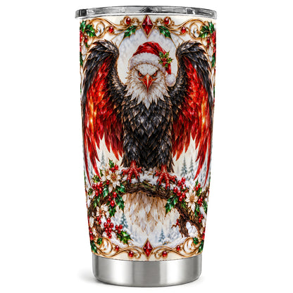 Christmas Eagle Tumbler 20oz, Bald Eagle Stainless Steel Travel Cup