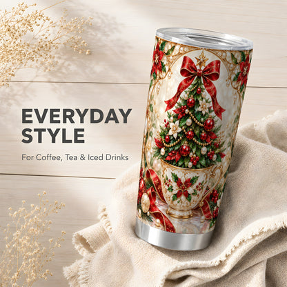 Christmas Tree Tumbler 20oz, Holiday Stainless Steel Travel Cup