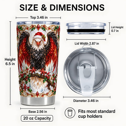 #pl[20oz|Steel] Christmas Eagle Tumbler 20oz, Bald Eagle Stainless Steel Travel Cup