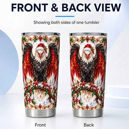 #pl[20oz|Steel] Christmas Eagle Tumbler 20oz, Bald Eagle Stainless Steel Travel Cup