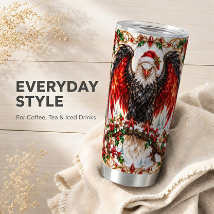 Christmas Eagle Tumbler 20oz, Bald Eagle Stainless Steel Travel Cup