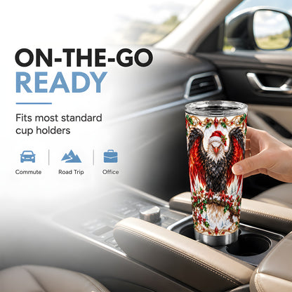 Christmas Eagle Tumbler 20oz, Bald Eagle Stainless Steel Travel Cup