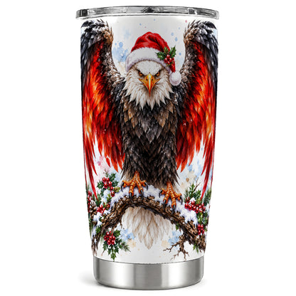 Christmas Eagle Tumbler 20oz, Watercolor Stainless Steel Travel Cup