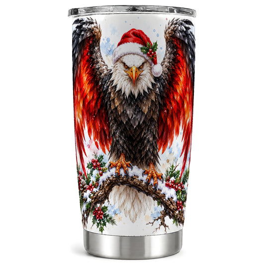 Christmas Eagle Tumbler 20oz, Watercolor Stainless Steel Travel Cup