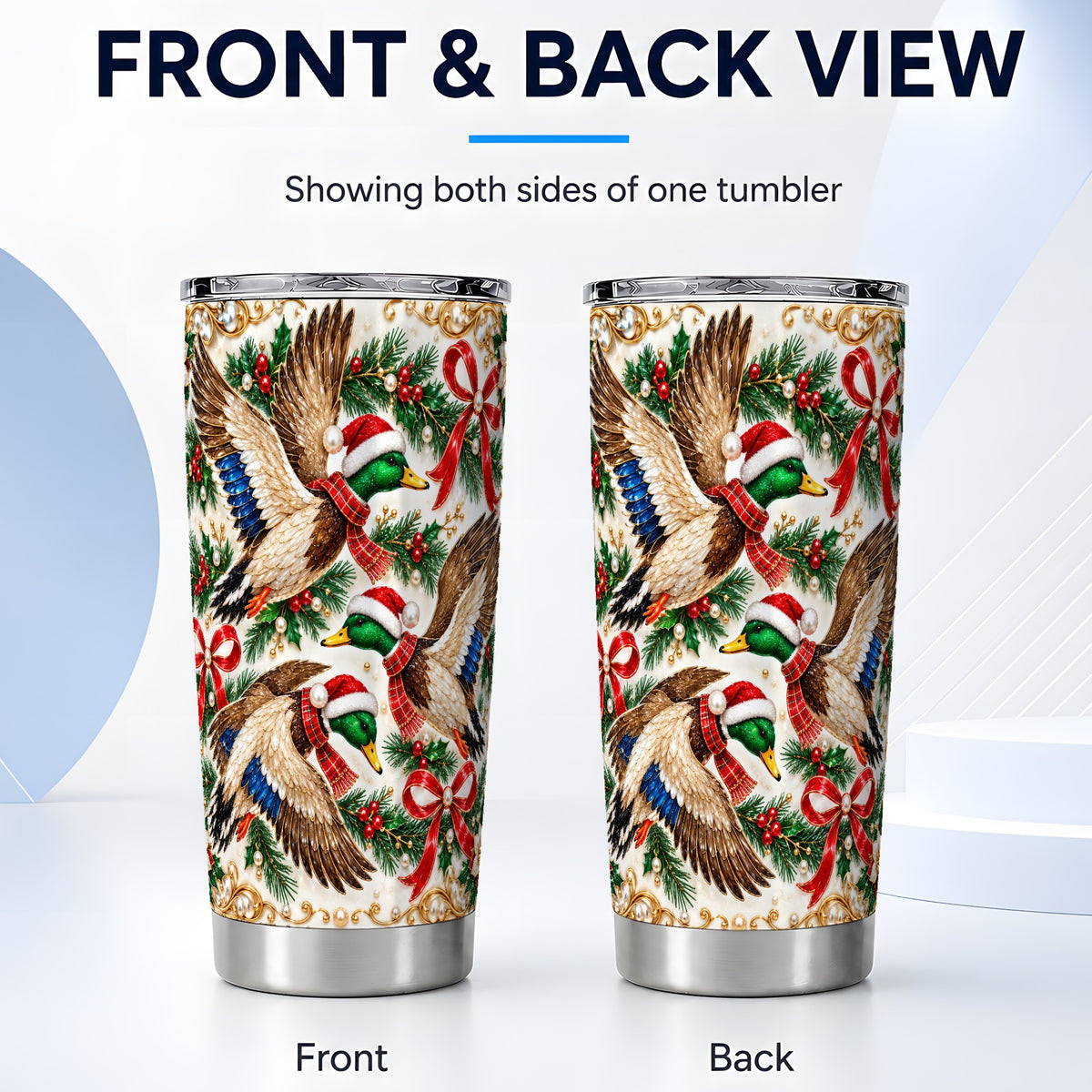 #pl[20oz|Steel] Christmas Mallard Tumbler 20oz, Duck Stainless Steel Travel Cup