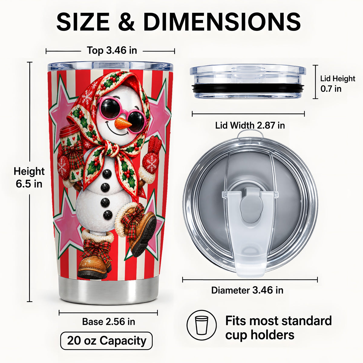 #pl[20oz|Steel] Cute Snowman Tumbler 20oz, Retro Christmas Stainless Steel Travel Cup