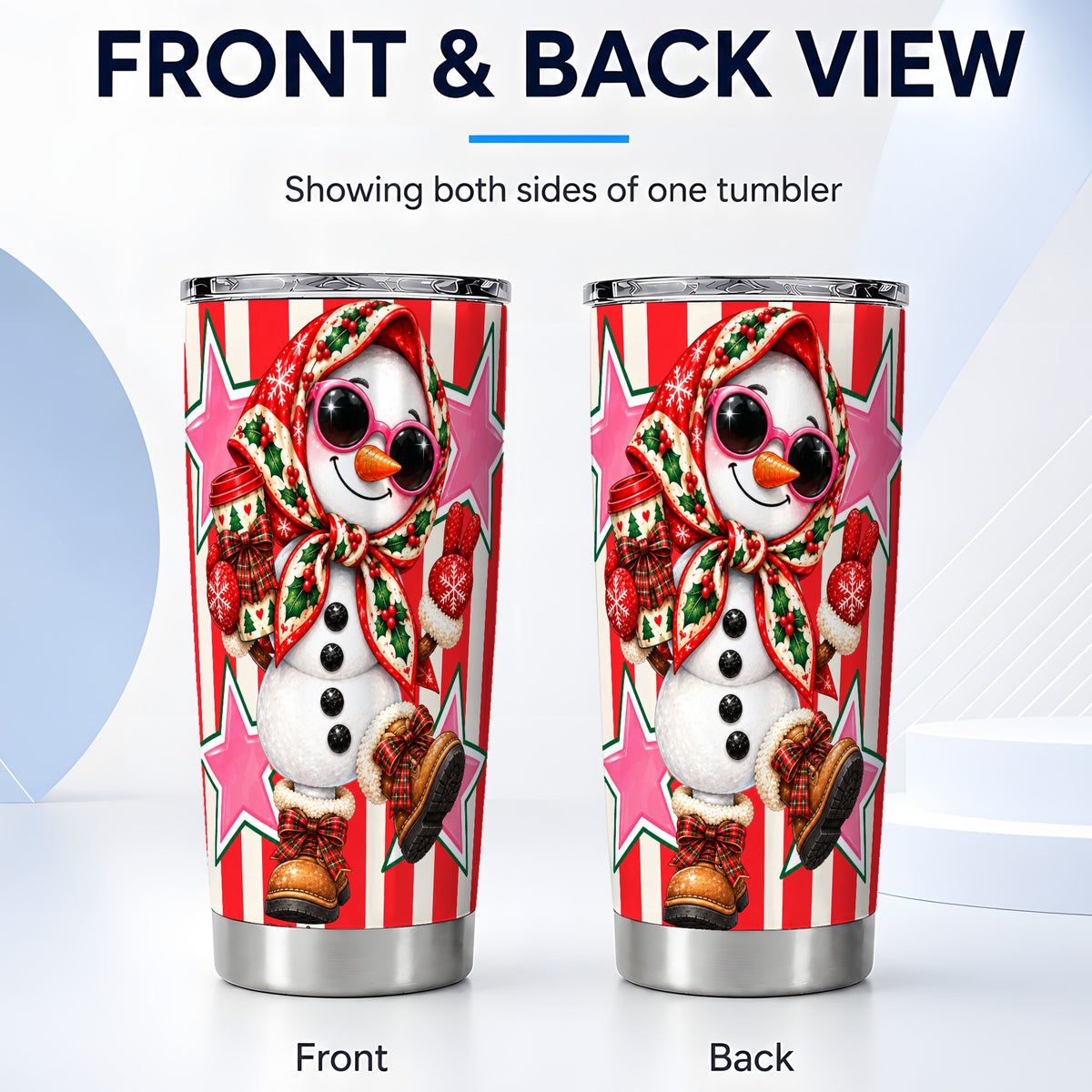 #pl[20oz|Steel] Cute Snowman Tumbler 20oz, Retro Christmas Stainless Steel Travel Cup
