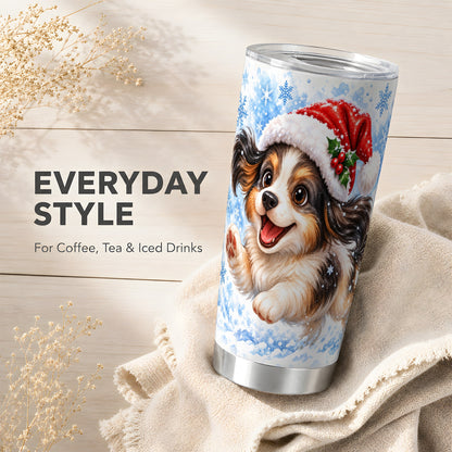 Christmas Tricolor Puppy Tumbler 20oz, Snowflake Stainless Steel Travel Cup