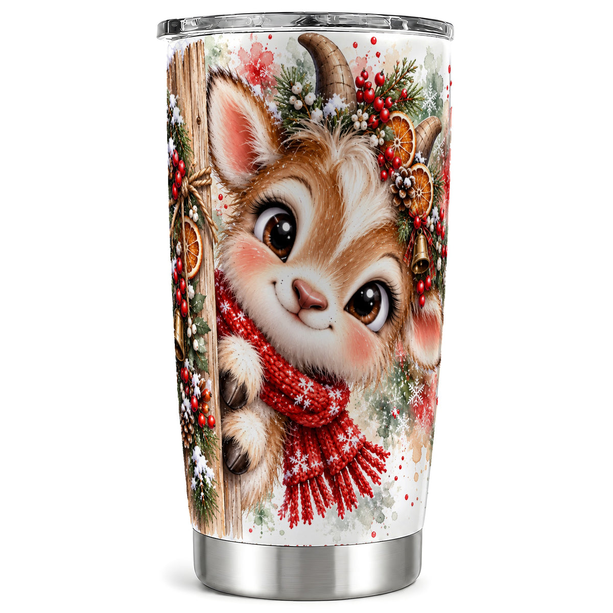 Christmas Reindeer Tumbler 20oz, Winter Deer Stainless Steel Travel Cup