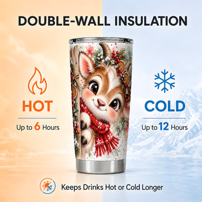 Christmas Reindeer Tumbler 20oz, Winter Deer Stainless Steel Travel Cup