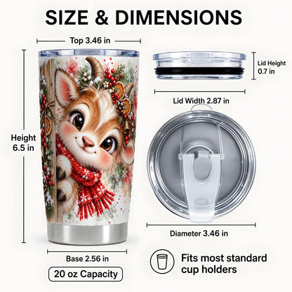 #pl[20oz|Steel] Christmas Reindeer Tumbler 20oz, Winter Deer Stainless Steel Travel Cup
