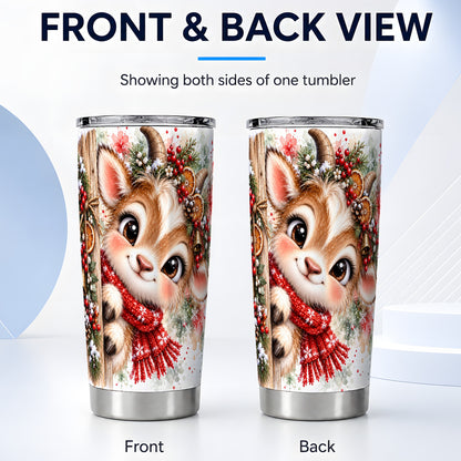 #pl[20oz|Steel] Christmas Reindeer Tumbler 20oz, Winter Deer Stainless Steel Travel Cup