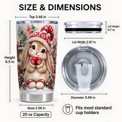 #pl[20oz|Steel] Christmas Bunny Tumbler 20oz, Winter Rabbit Stainless Steel Travel Cup
