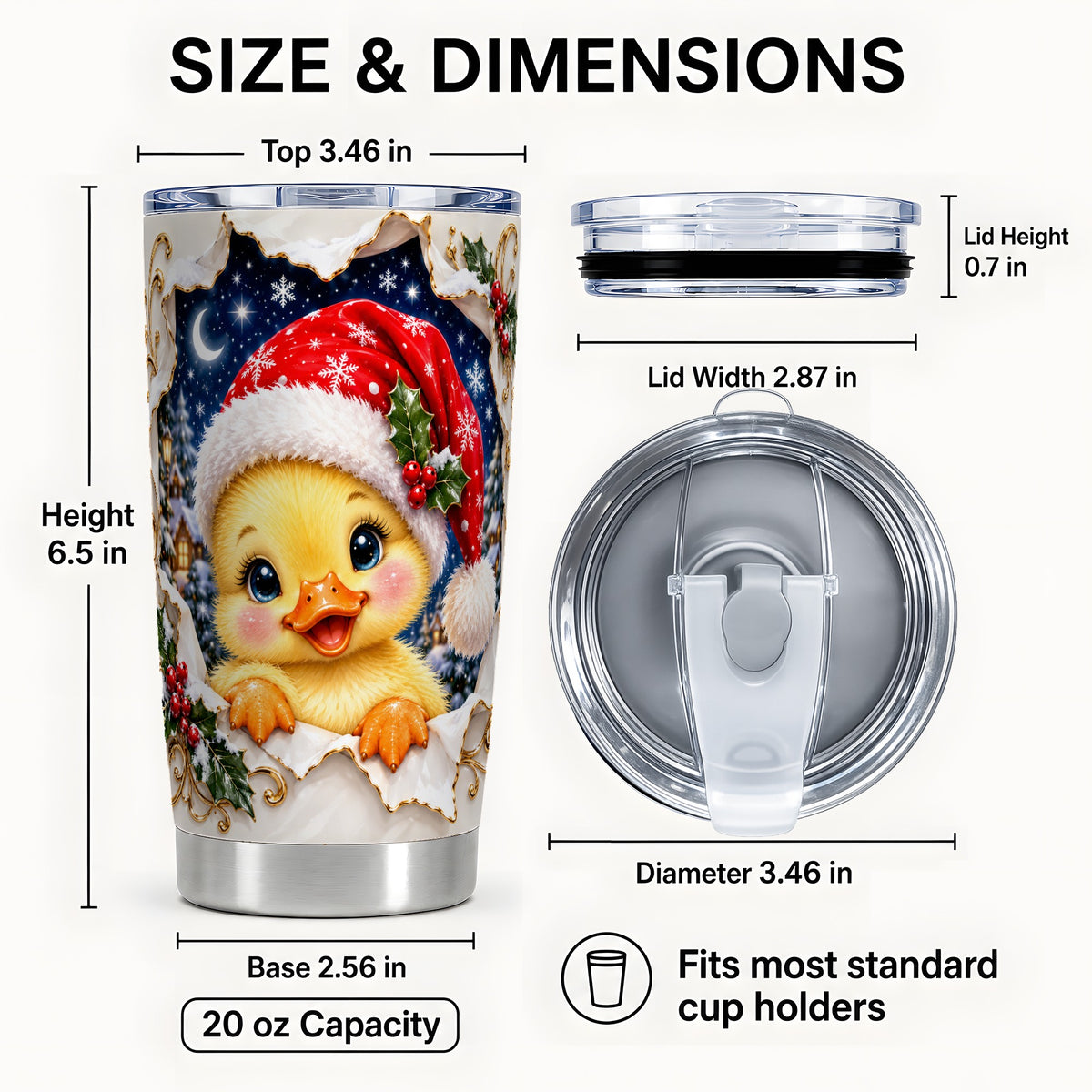 #pl[20oz|Steel] Christmas Duckling Tumbler 20oz, Santa Duck Stainless Steel Travel Cup