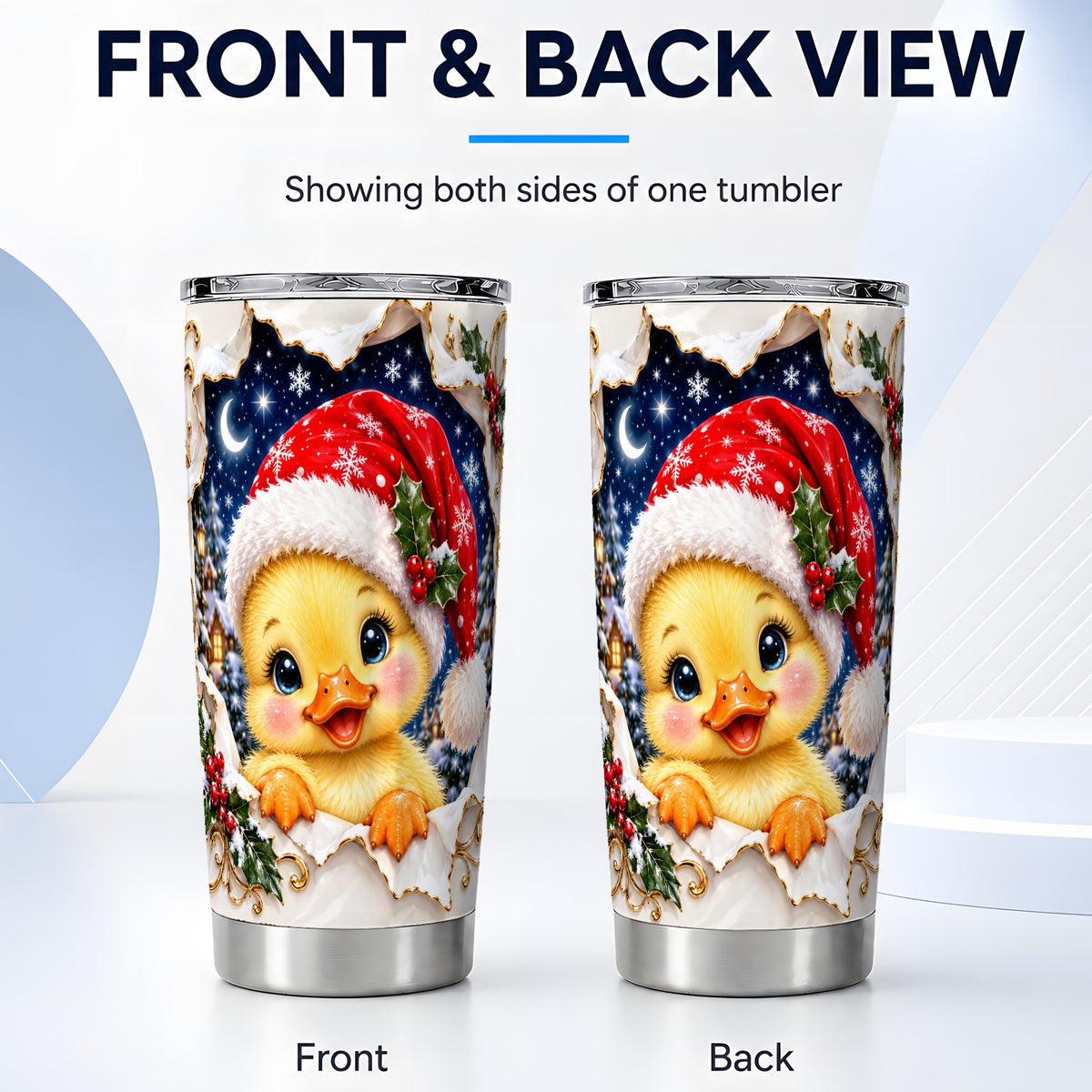 #pl[20oz|Steel] Christmas Duckling Tumbler 20oz, Santa Duck Stainless Steel Travel Cup