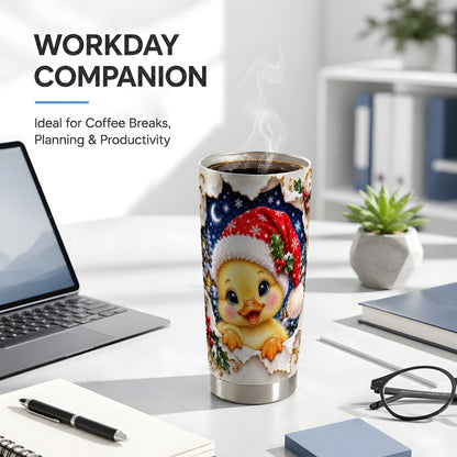 Christmas Duckling Tumbler 20oz, Santa Duck Stainless Steel Travel Cup
