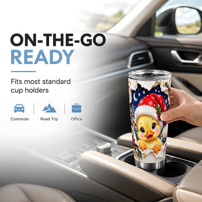 Christmas Duckling Tumbler 20oz, Santa Duck Stainless Steel Travel Cup