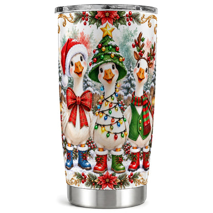Christmas Geese Tumbler 20oz, Holiday Goose Stainless Steel Travel Cup