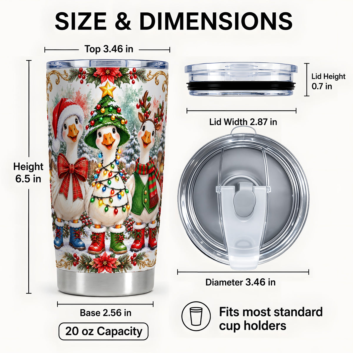 #pl[20oz|Steel] Christmas Geese Tumbler 20oz, Holiday Goose Stainless Steel Travel Cup