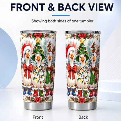 #pl[20oz|Steel] Christmas Geese Tumbler 20oz, Holiday Goose Stainless Steel Travel Cup