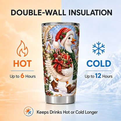 Christmas Goose Tumbler 20oz, Holiday Bird Stainless Steel Travel Cup