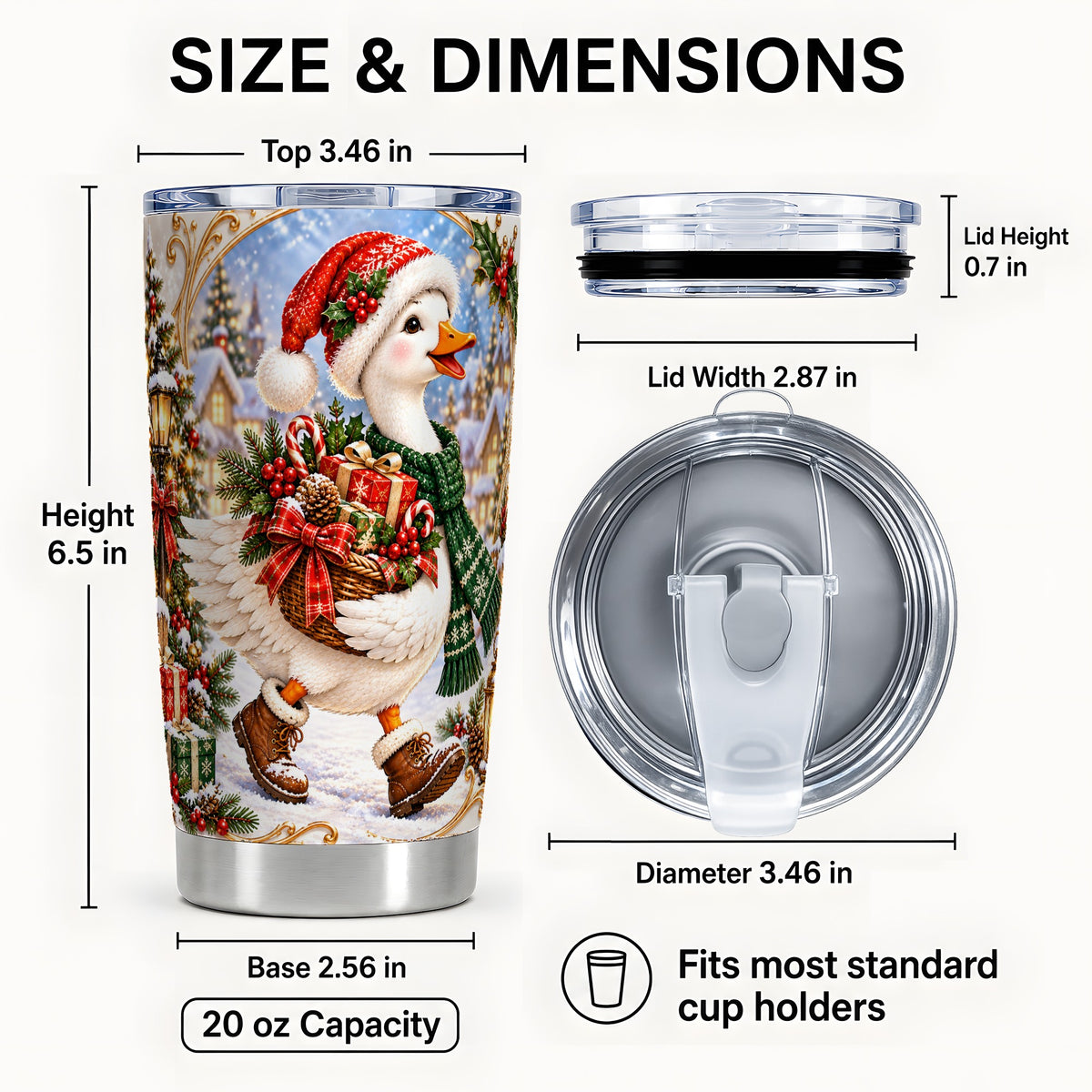 #pl[20oz|Steel] Christmas Goose Tumbler 20oz, Holiday Bird Stainless Steel Travel Cup