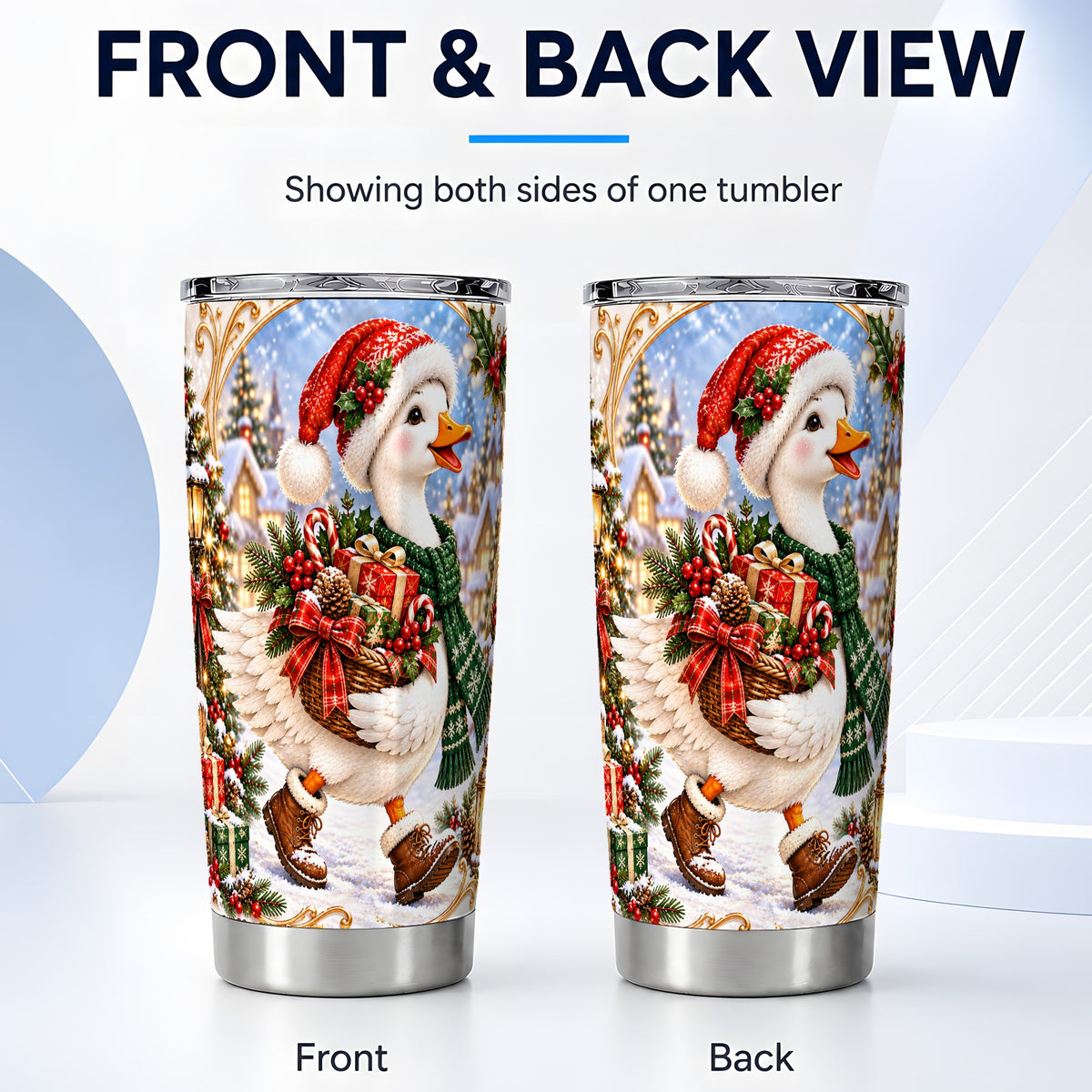#pl[20oz|Steel] Christmas Goose Tumbler 20oz, Holiday Bird Stainless Steel Travel Cup