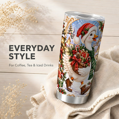 Christmas Goose Tumbler 20oz, Holiday Bird Stainless Steel Travel Cup