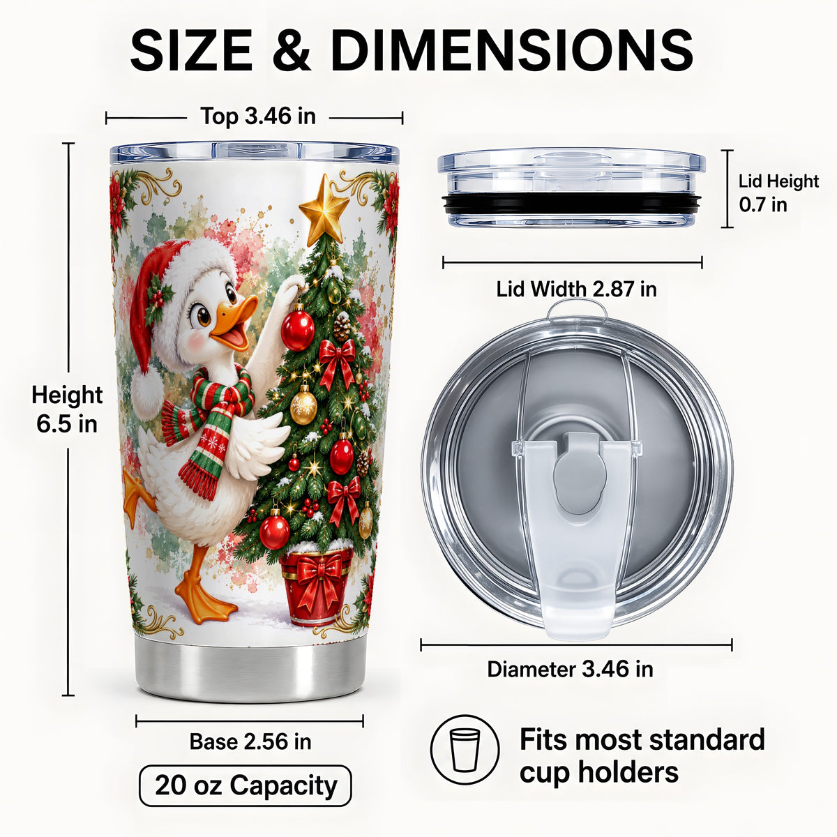 #pl[20oz|Steel] Christmas Goose Tumbler 20oz, Festive Bird Stainless Steel Travel Cup