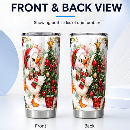 #pl[20oz|Steel] Christmas Goose Tumbler 20oz, Festive Bird Stainless Steel Travel Cup